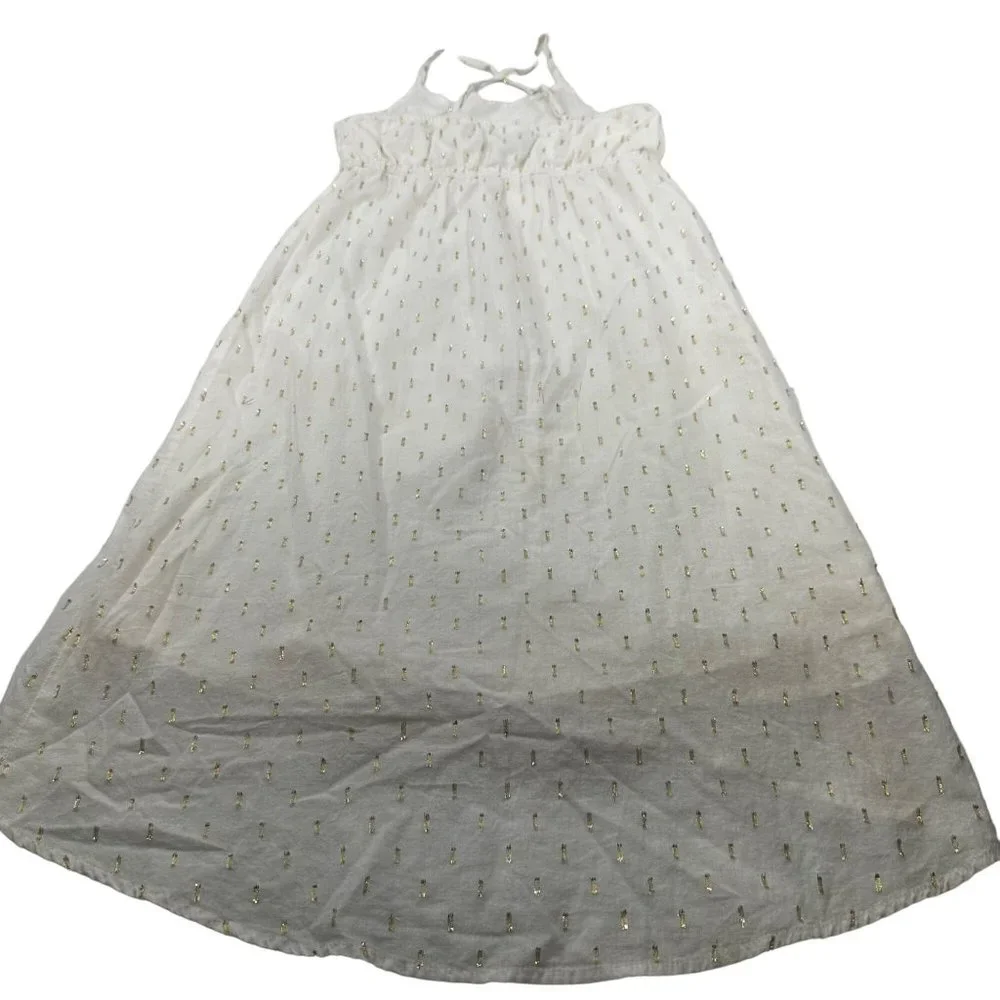 Old Navy Girls Size Medium 8 Dress Hi Low Cross Straps Back Lined Beige Preowned